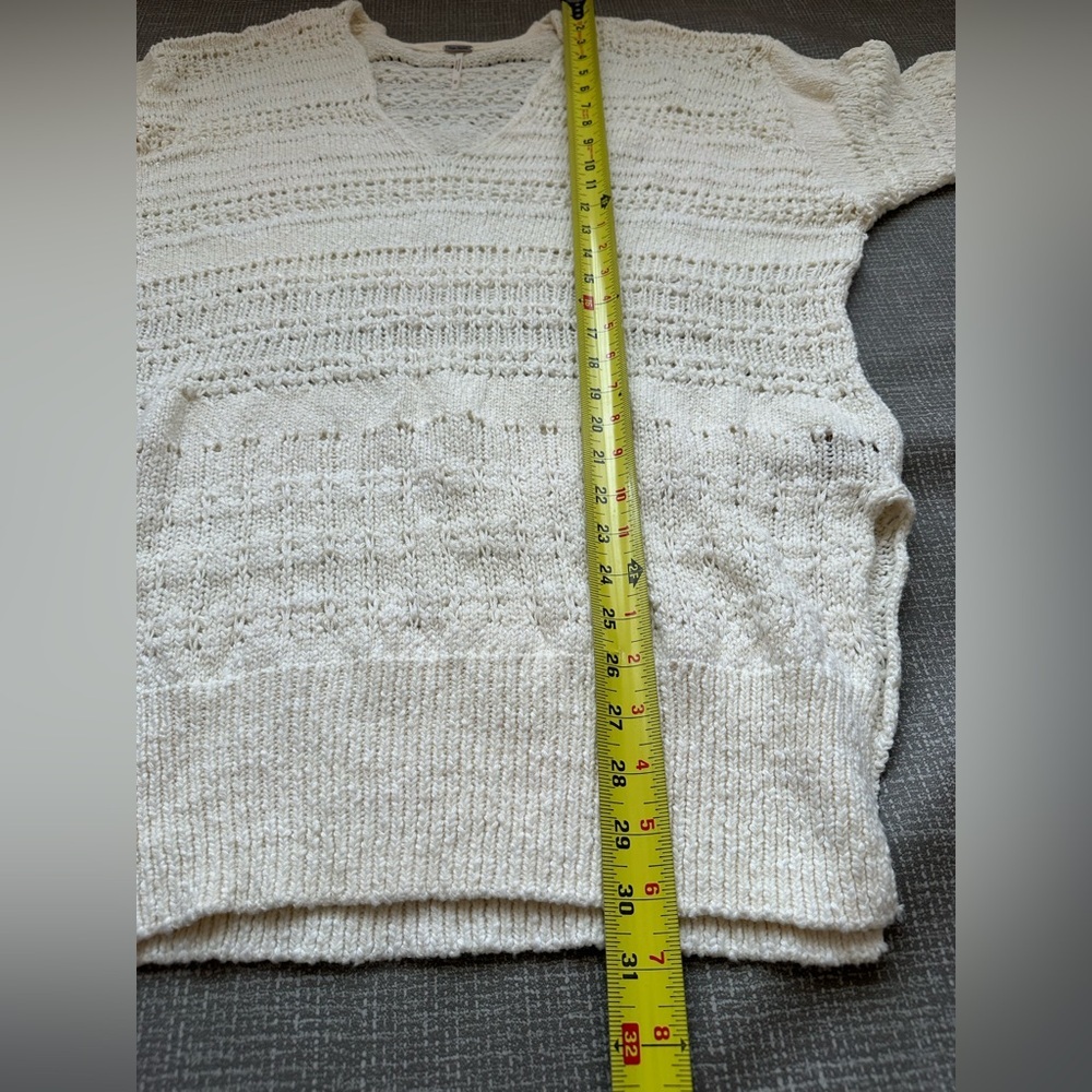 Free People Hot Tropics Pullover Tunic Sweater M White Open Knit Boho Oversized - Picture 8 of 10